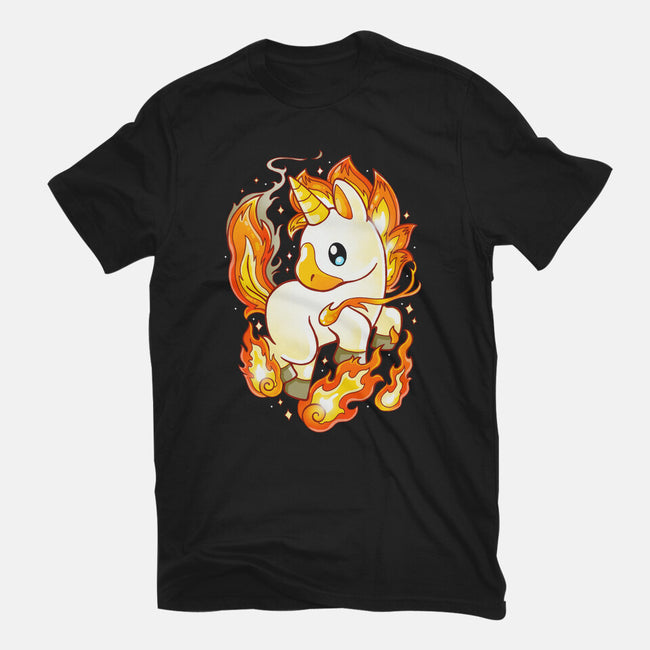 Fire Unicorn-womens basic tee-Vallina84