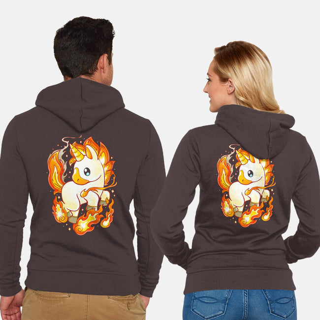 Fire Unicorn-unisex zip-up sweatshirt-Vallina84
