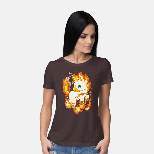 Fire Unicorn-womens basic tee-Vallina84