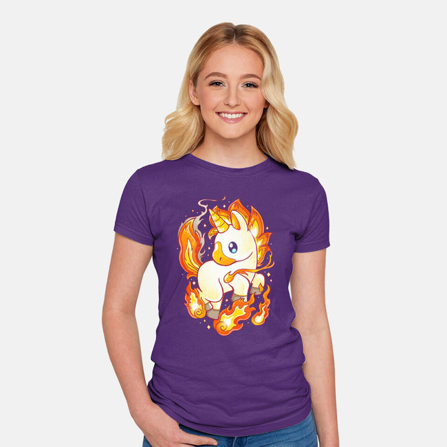 Fire Unicorn-womens fitted tee-Vallina84
