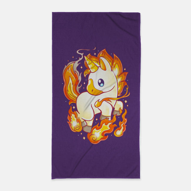 Fire Unicorn-none beach towel-Vallina84