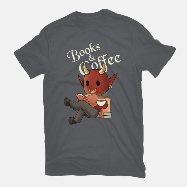 Books And Coffee-womens fitted tee-FunkVampire