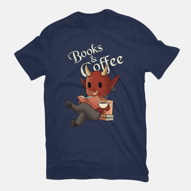 Books And Coffee-womens basic tee-FunkVampire