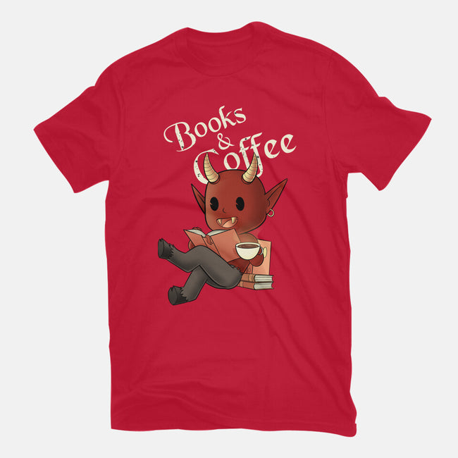 Books And Coffee-womens fitted tee-FunkVampire
