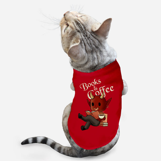 Books And Coffee-cat basic pet tank-FunkVampire