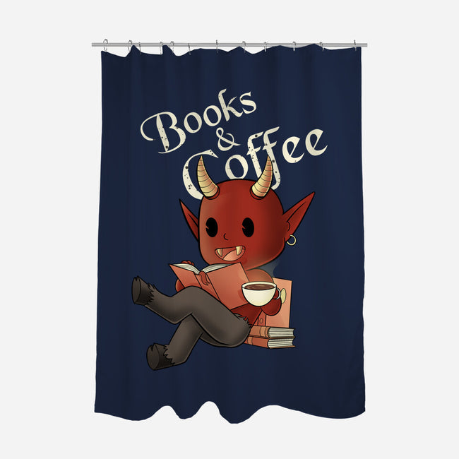 Books And Coffee-none polyester shower curtain-FunkVampire