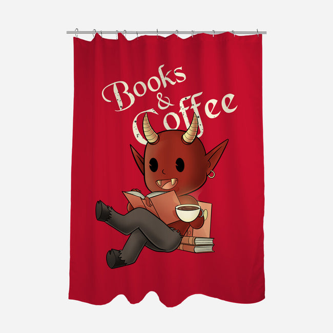 Books And Coffee-none polyester shower curtain-FunkVampire