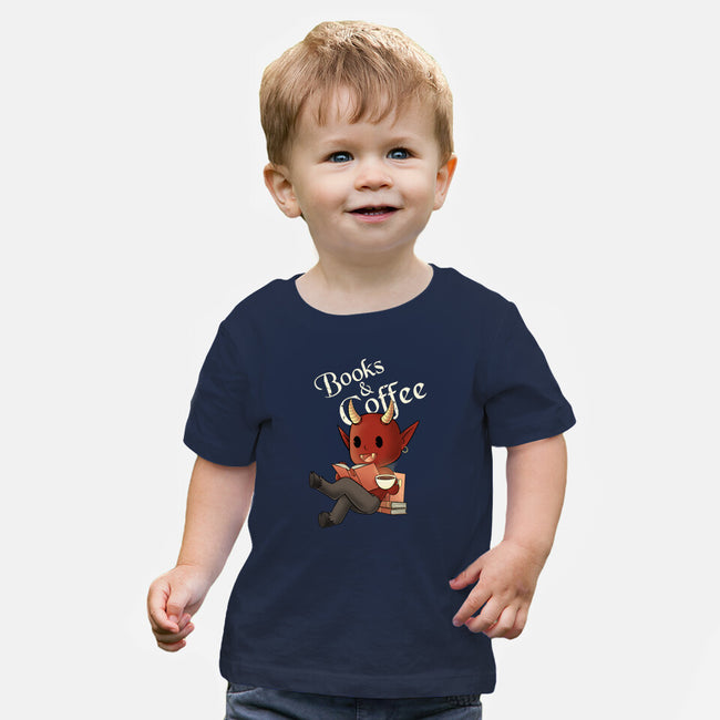 Books And Coffee-baby basic tee-FunkVampire