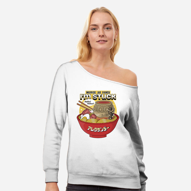 Warrior Jar Ramen-womens off shoulder sweatshirt-Logozaste