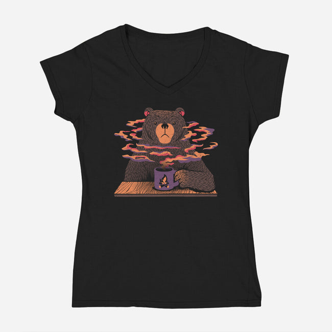 Bear Loves Coffee-womens v-neck tee-tobefonseca