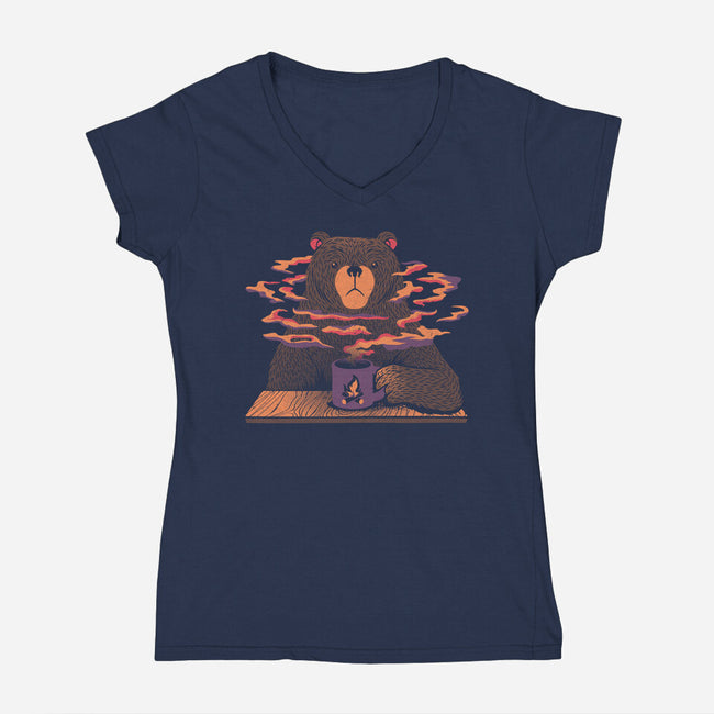 Bear Loves Coffee-womens v-neck tee-tobefonseca
