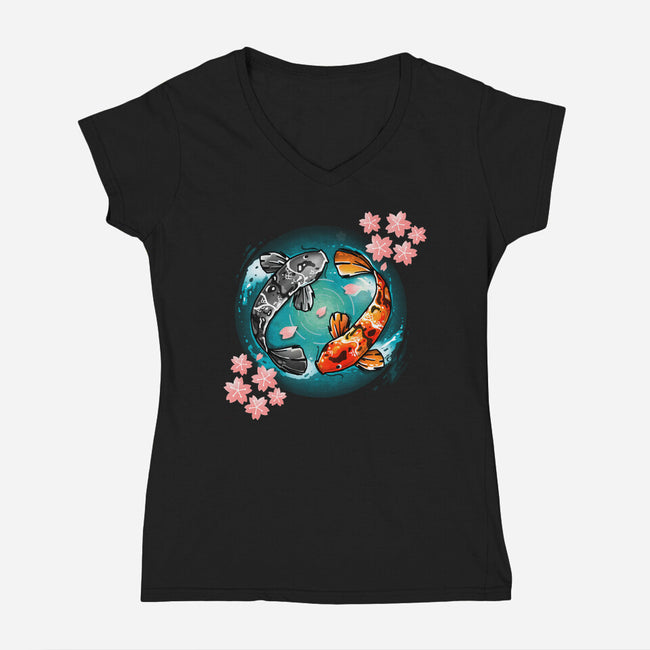 Koi Fish-womens v-neck tee-Vallina84