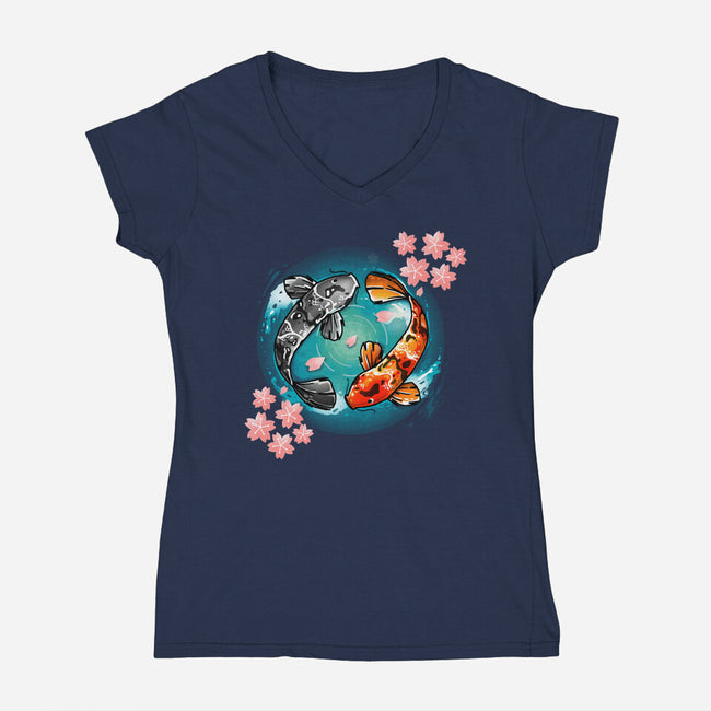 Koi Fish-womens v-neck tee-Vallina84