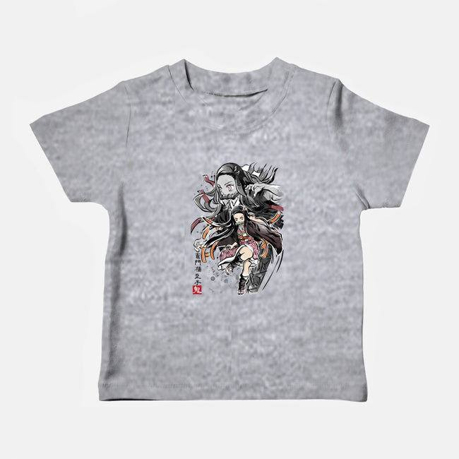 Demon Nezuko Sumi-E-baby basic tee-DrMonekers