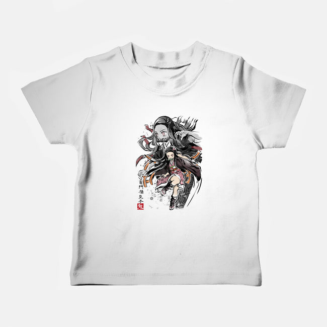 Demon Nezuko Sumi-E-baby basic tee-DrMonekers