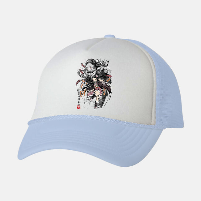 Demon Nezuko Sumi-E-unisex trucker hat-DrMonekers