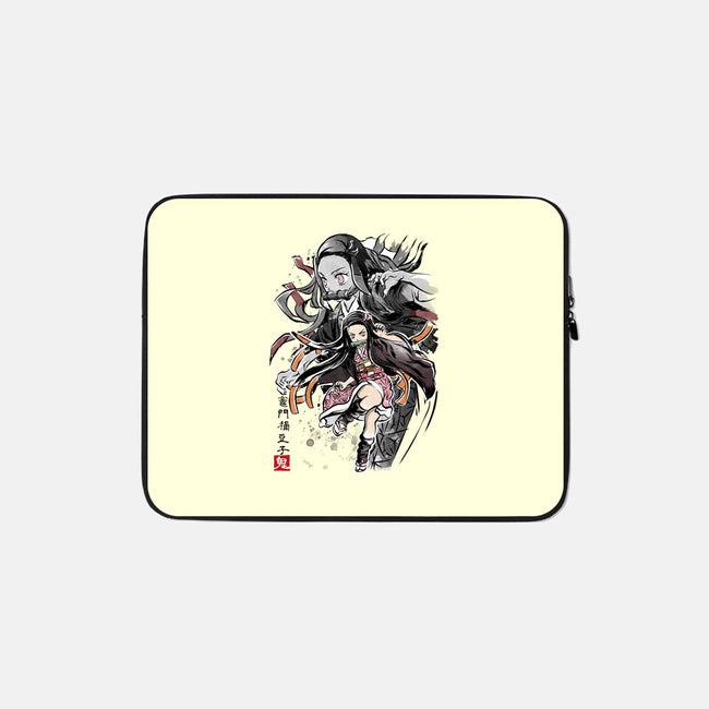 Demon Nezuko Sumi-E-none zippered laptop sleeve-DrMonekers