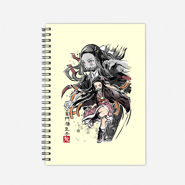 Demon Nezuko Sumi-E-none dot grid notebook-DrMonekers