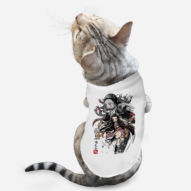 Demon Nezuko Sumi-E-cat basic pet tank-DrMonekers