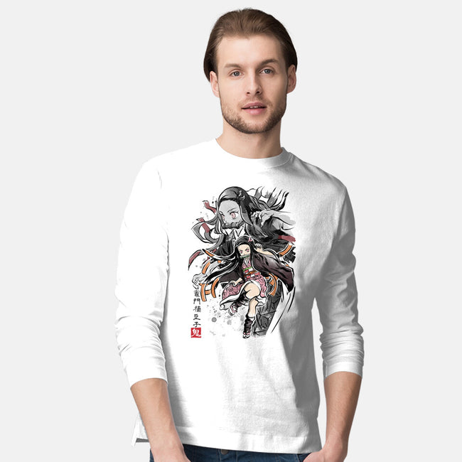 Demon Nezuko Sumi-E-mens long sleeved tee-DrMonekers