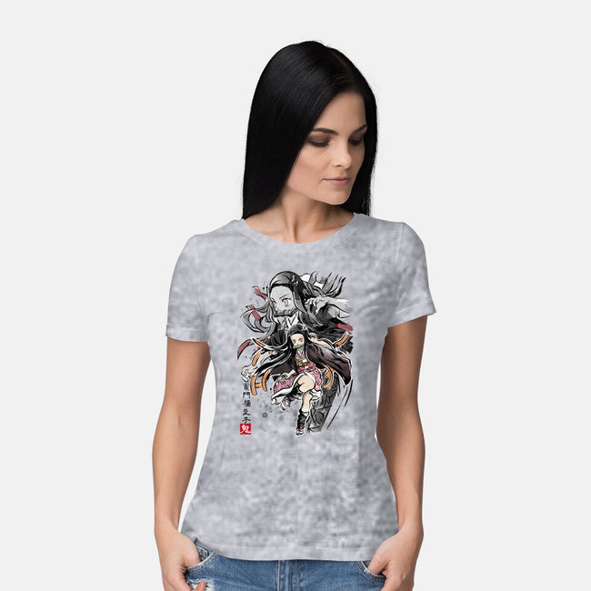 Demon Nezuko Sumi-E-womens basic tee-DrMonekers