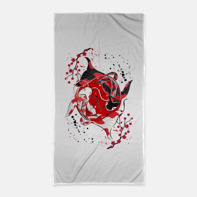 Koi Fish Yin Yang-none beach towel-Faissal Thomas