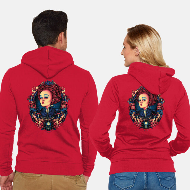 The Queen In Red-unisex zip-up sweatshirt-glitchygorilla