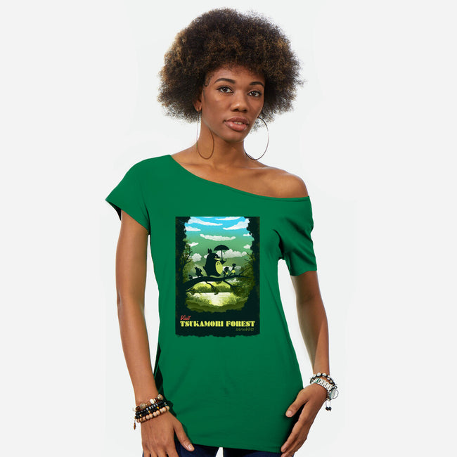 Visit Tsukamori Forest-womens off shoulder tee-dandingeroz