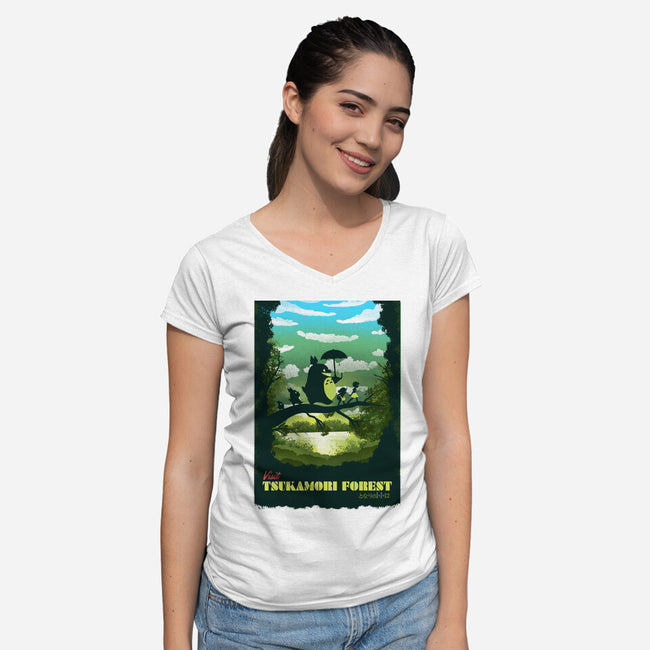 Visit Tsukamori Forest-womens v-neck tee-dandingeroz