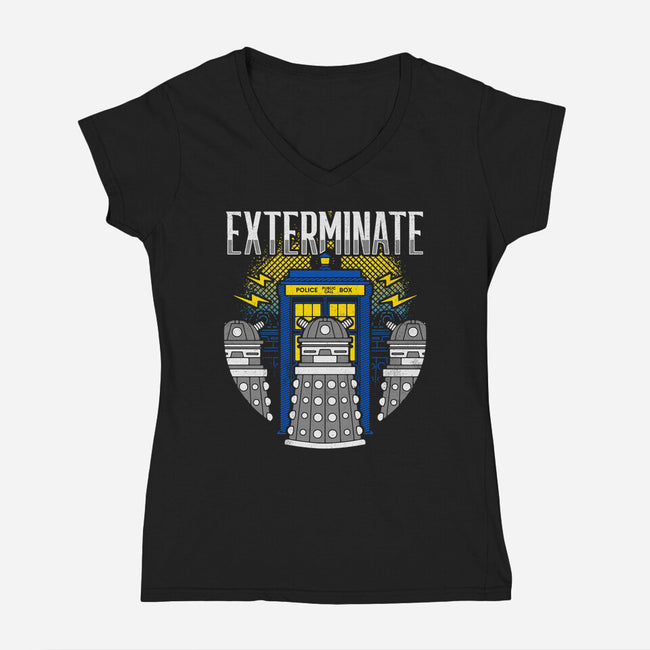 Daleks Exterminate-womens v-neck tee-Logozaste