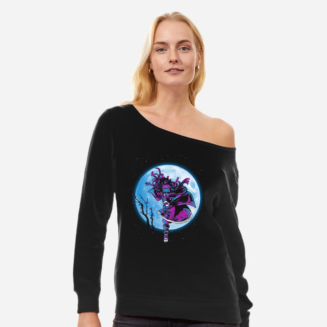 Nezuko Under The Moon-womens off shoulder sweatshirt-ddjvigo