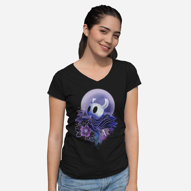 Hollow In Moonlight-womens v-neck tee-fanfabio