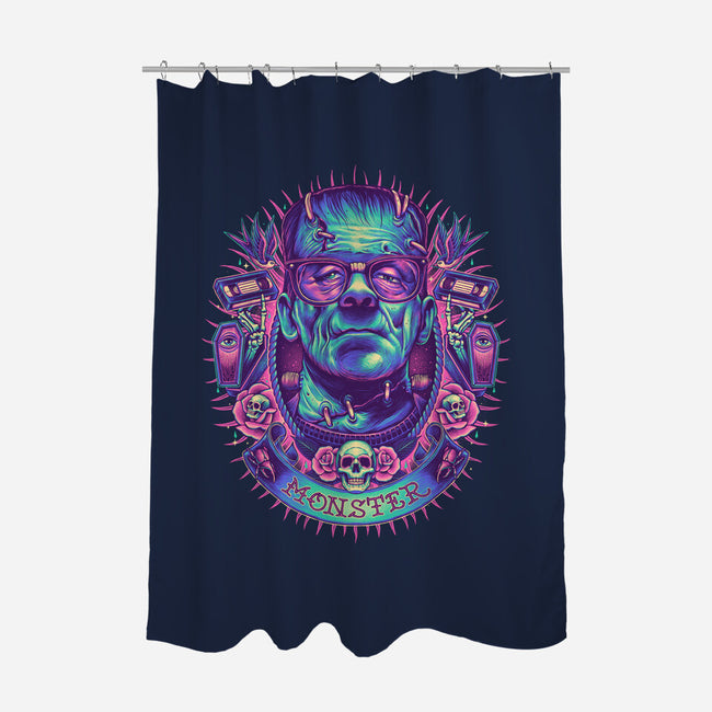 Neon Monster-none polyester shower curtain-glitchygorilla