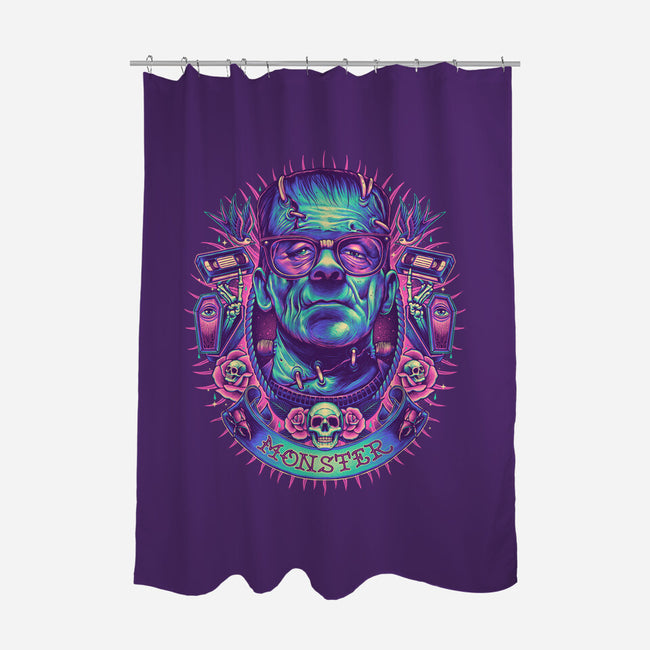 Neon Monster-none polyester shower curtain-glitchygorilla