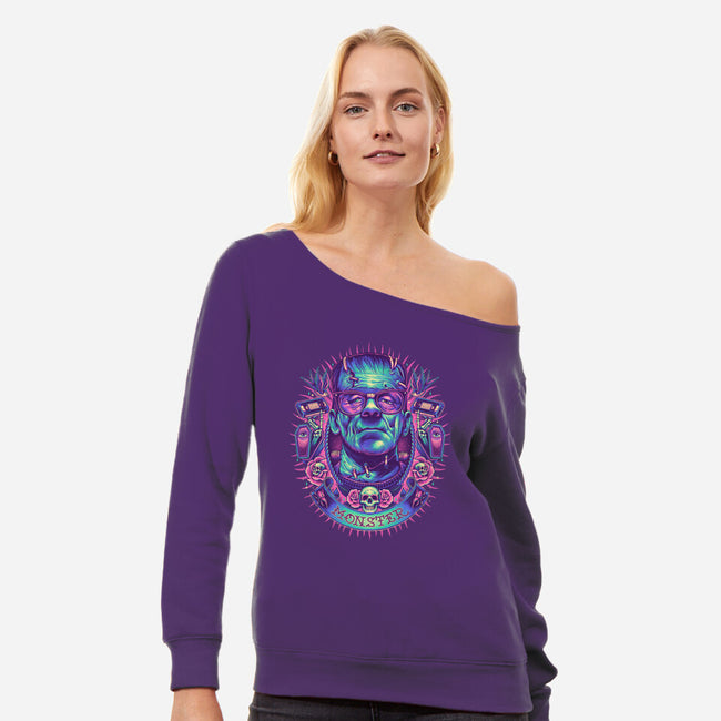 Neon Monster-womens off shoulder sweatshirt-glitchygorilla
