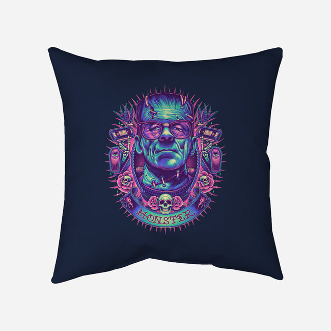Neon Monster-none removable cover throw pillow-glitchygorilla