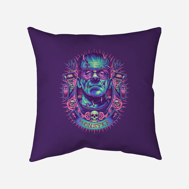 Neon Monster-none removable cover throw pillow-glitchygorilla