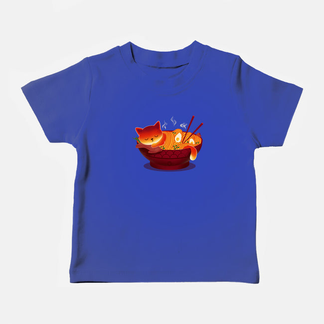 Sleepy Ramen Cat-baby basic tee-erion_designs