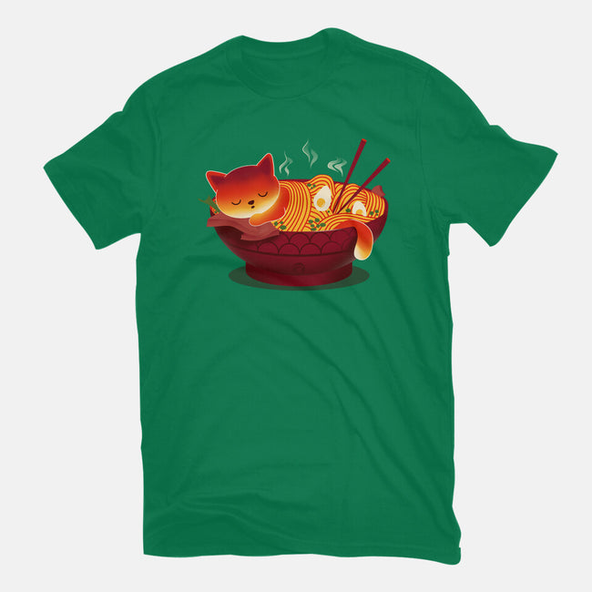 Sleepy Ramen Cat-womens fitted tee-erion_designs