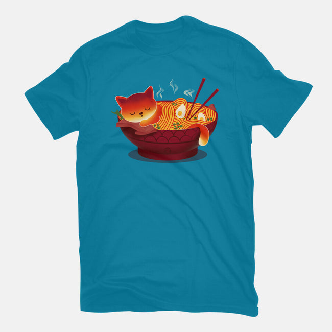 Sleepy Ramen Cat-womens fitted tee-erion_designs