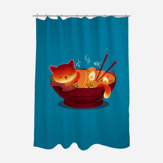 Sleepy Ramen Cat-none polyester shower curtain-erion_designs