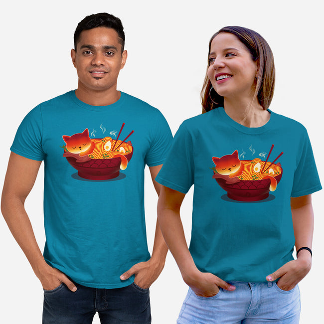 Sleepy Ramen Cat-unisex basic tee-erion_designs