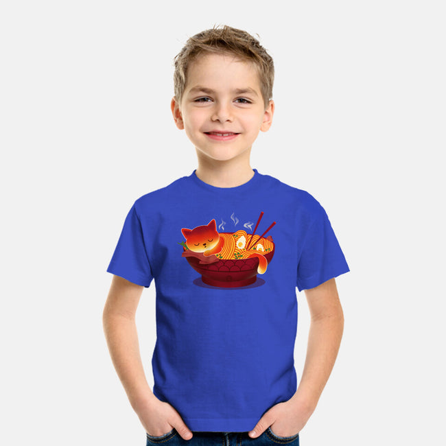 Sleepy Ramen Cat-youth basic tee-erion_designs