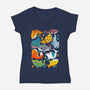 Shark Family-womens v-neck tee-Vallina84