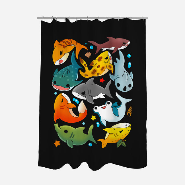 Shark Family-none polyester shower curtain-Vallina84