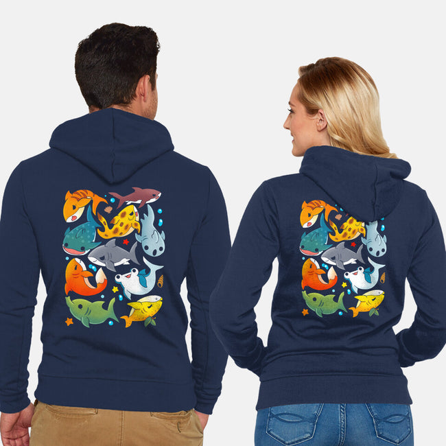 Shark Family-unisex zip-up sweatshirt-Vallina84