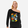 Shark Family-womens off shoulder sweatshirt-Vallina84
