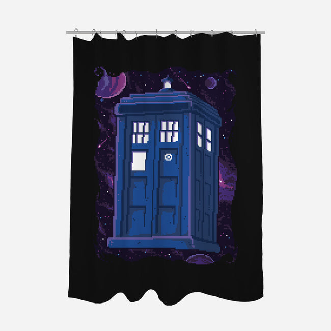 Pixel Tardis-none polyester shower curtain-danielmorris1993