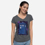 Pixel Tardis-womens v-neck tee-danielmorris1993
