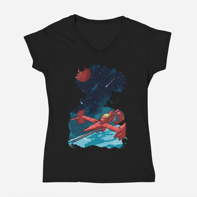 Pixel Space Cowboy-womens v-neck tee-danielmorris1993